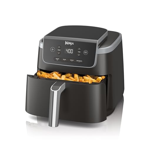 Ninja AF141 Air Fryer Pro 4-in-1 with 5 QT Capacity, Air Fry, Roast, Reheat, Dehydrate, Air Crisp Technology with 400F for hot, crispy results in just minutes, Nonstick Basket & Crisper Plate, Grey