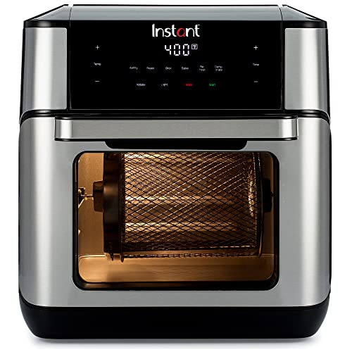 Instant Pot 10QT Air Fryer, 7-in-1 Functions with EvenCrisp Technology Crisps, Broils, Bakes, Roasts, Dehydrates, Reheats & Rotisseries, Includes over 100 In-App Recipes, Stainless Steel